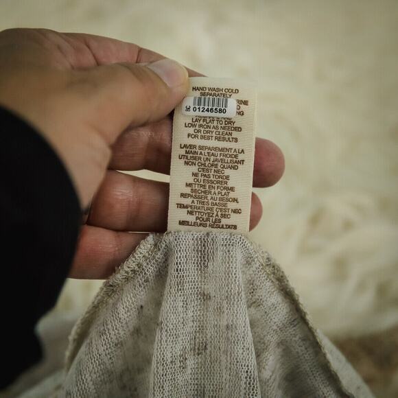 Free People Size XS Oatmeal Lace Button Long Sleeve Linen Duster Tunic Cardigan - Picture 6 of 7